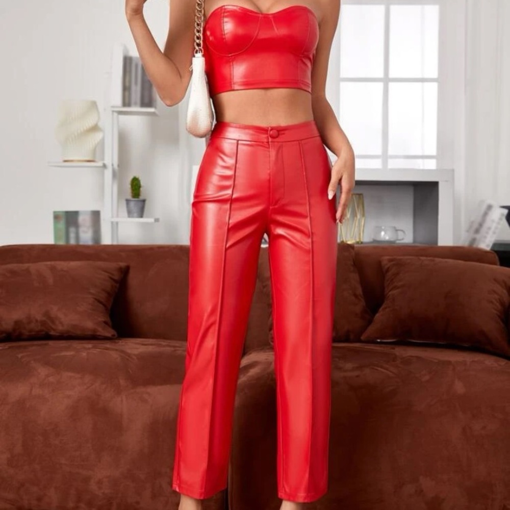Red leather 2 piece set